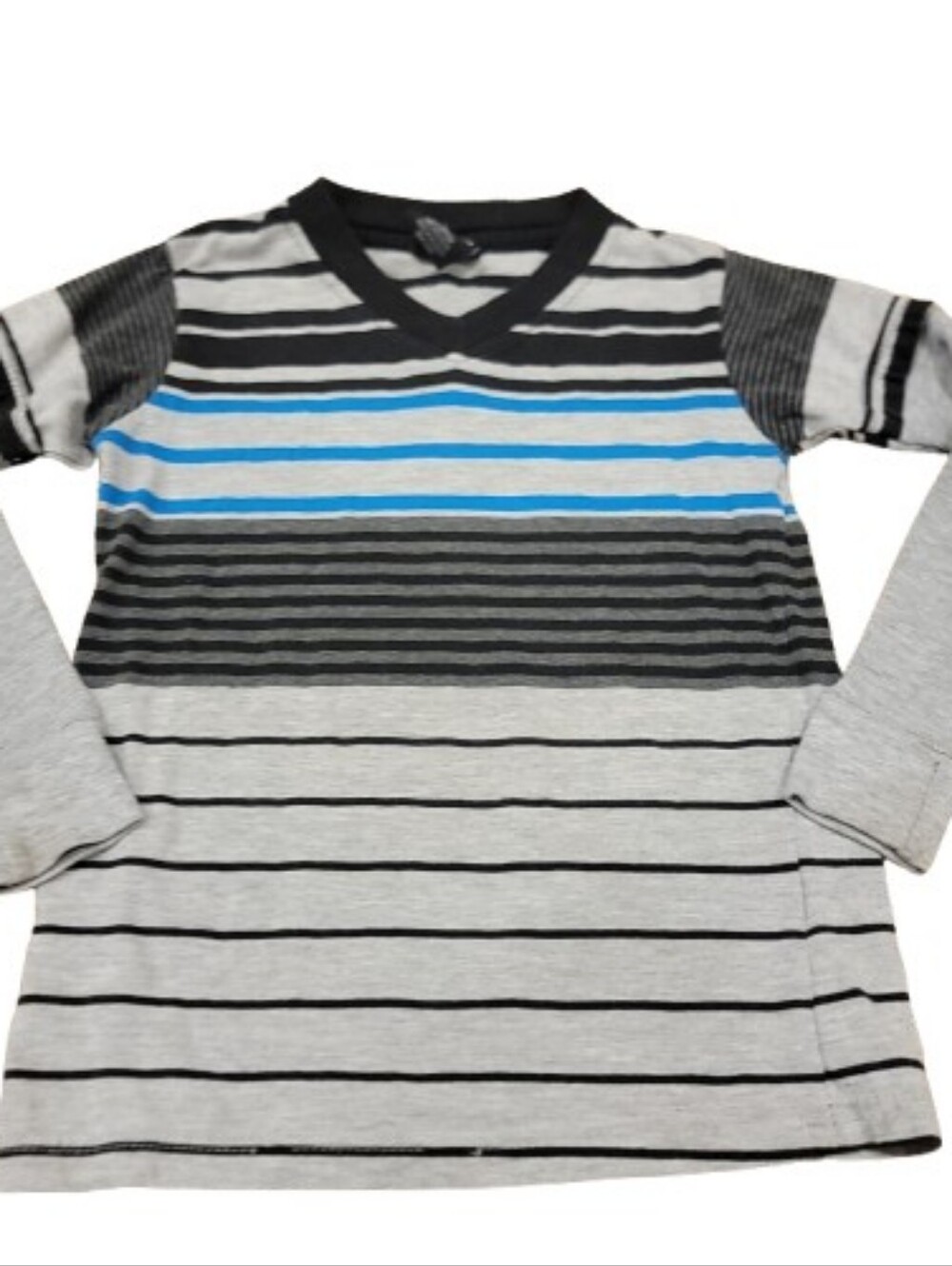 Street Rules Pullover T Shirt Youth Boys Size 5 Gray Black‎ Striped Long Sleeve